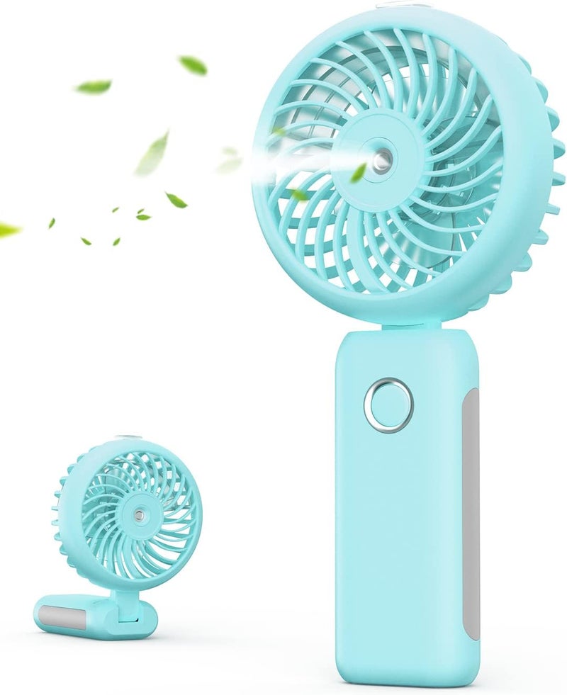 RNKRUN Portable Handheld Misting Fan, 4000mAh USB Rechargeable Personal Mister Foldable Fan Battery Operated Spray Water Mist Fan Makeup Small Face Steamer for Travel Outdoors Office blue - Image 1